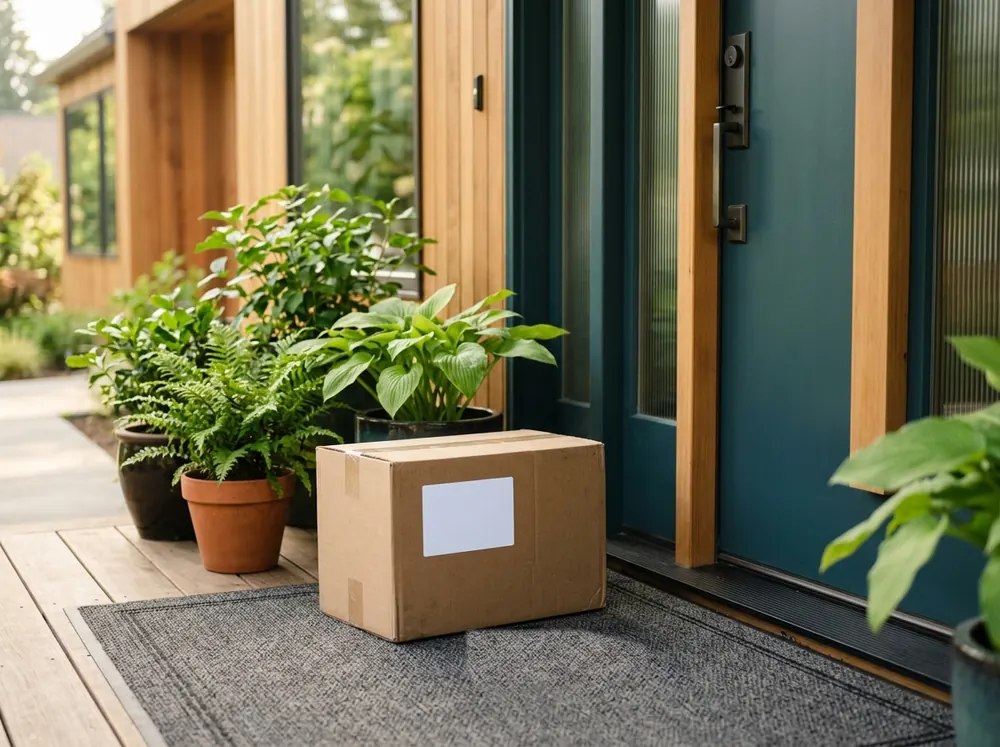 A customer's order waiting at the front door